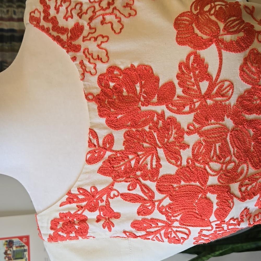 EUC J. Crew Cream/Orange Cotton Dress Size 2 - Picture 3 of 8